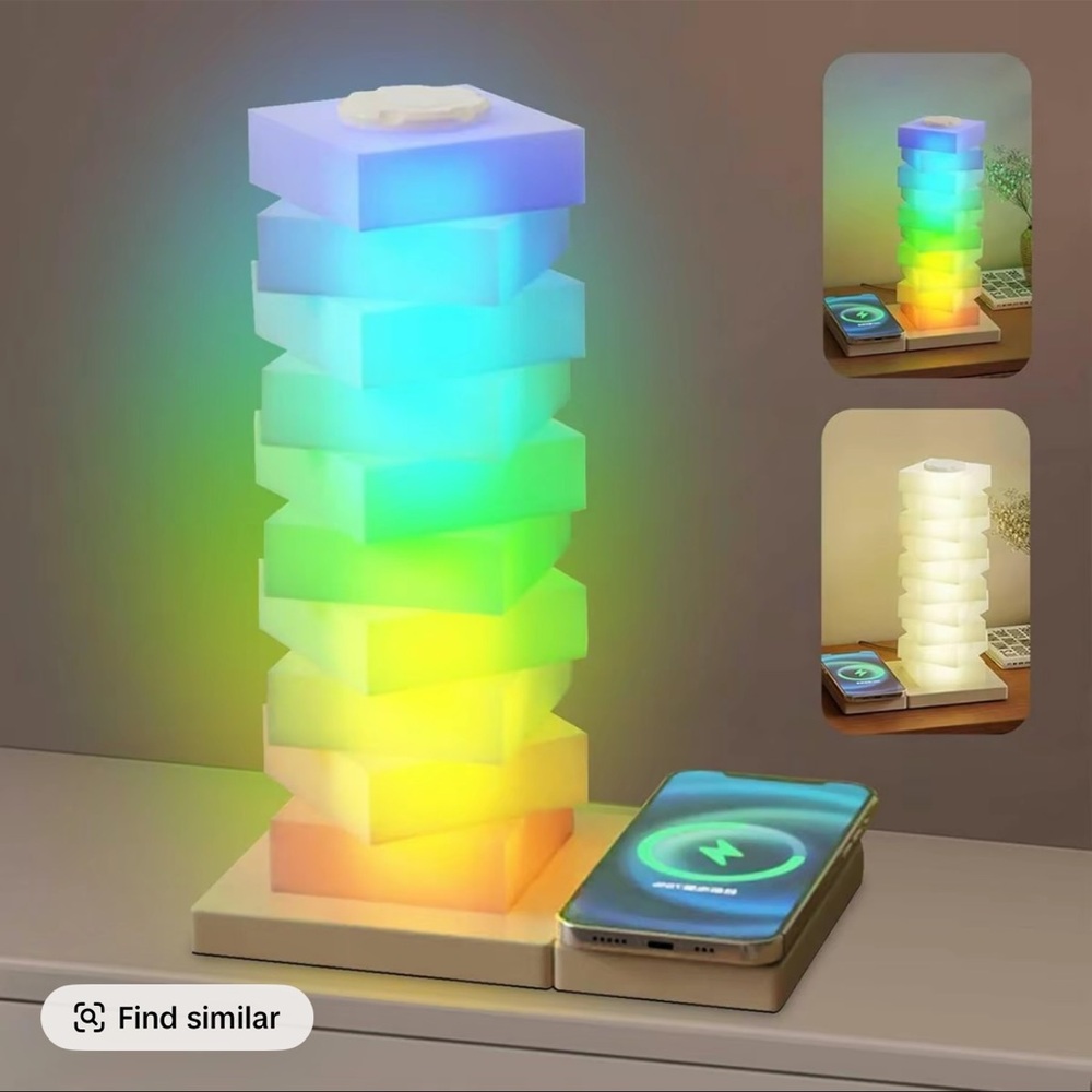 Colorful LED Stacked Lamp with Wireless Charging